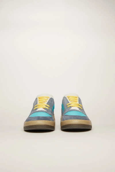 Shop Acne Studios Perey Lace Up Em Blue/turquoise/beige In Lace-up Sneakers