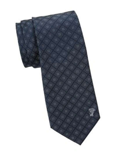 Shop Versace Printed Silk Tie In Black Grey