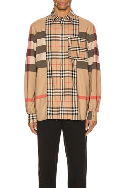Shop Burberry Tisdale Long Sleeve Shirt In Archive Beige Ip Check