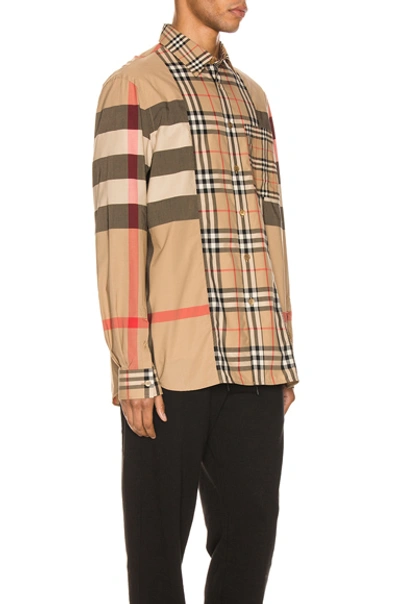 Shop Burberry Tisdale Long Sleeve Shirt In Archive Beige Ip Check