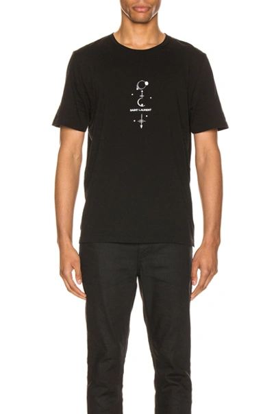 Shop Saint Laurent Graphic Tee In Black & Natural