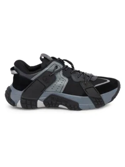 Shop Valentino Garavani Mixed-media Sneakers In Black Dark Grey