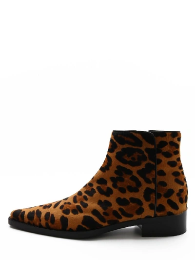 Shop Dolce & Gabbana Animal Print Ankle Boots In Marrone