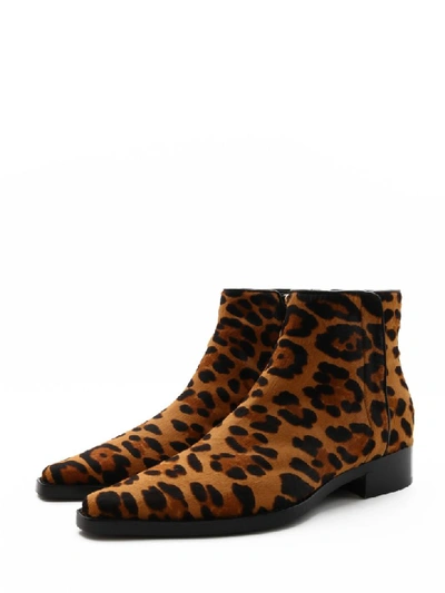 Shop Dolce & Gabbana Animal Print Ankle Boots In Marrone