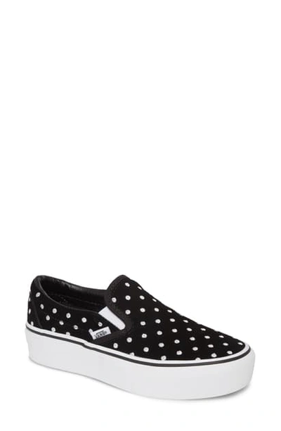 Shop Vans Classic Slip-on Suede Platform Sneaker In Black/ True White