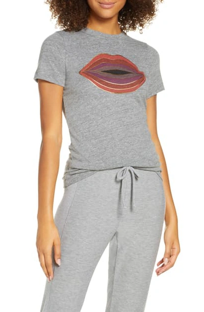 Shop Chaser Glam Lips Tee In Streaky Grey