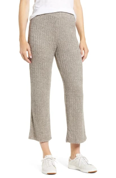 Shop Bobeau Ribbed Knit Ankle Pants In Oatmeal