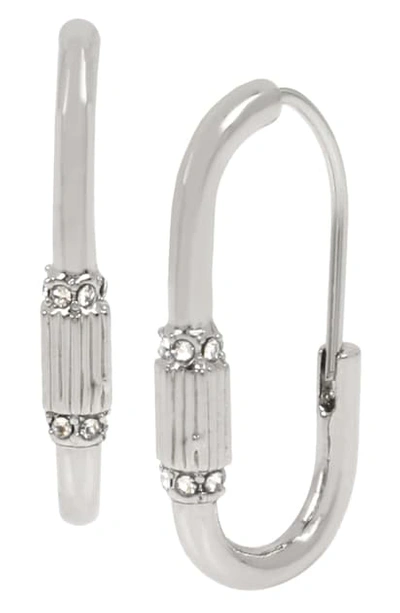 Shop Allsaints Pave Carabiner Hoop Earrings In Rhodium