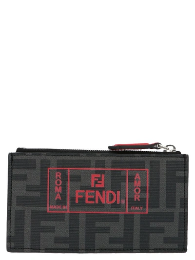 Shop Fendi Roma Amor Cardholder In Nero/rosso