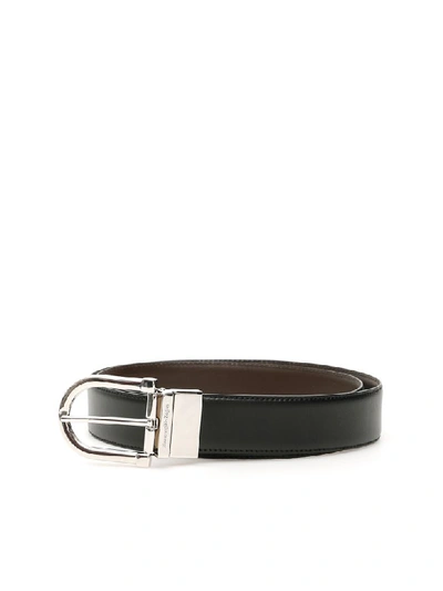 Shop Ermenegildo Zegna Reversible Belt In Nero Unito (brown)