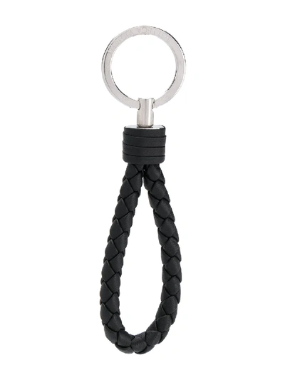 Bottega Veneta Intrecciato Weave Loop Keyring In Black