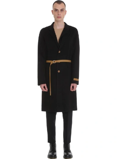 Shop Helmut Lang Coat In Black Wool