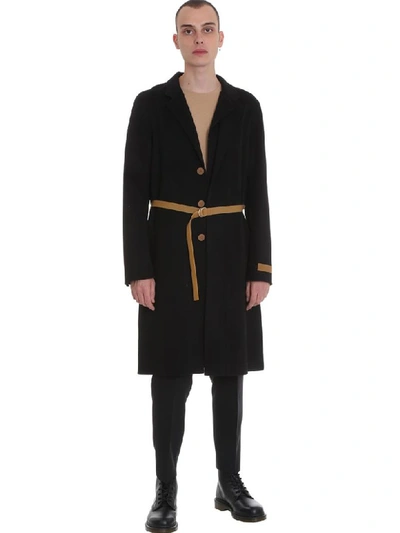 Shop Helmut Lang Coat In Black Wool