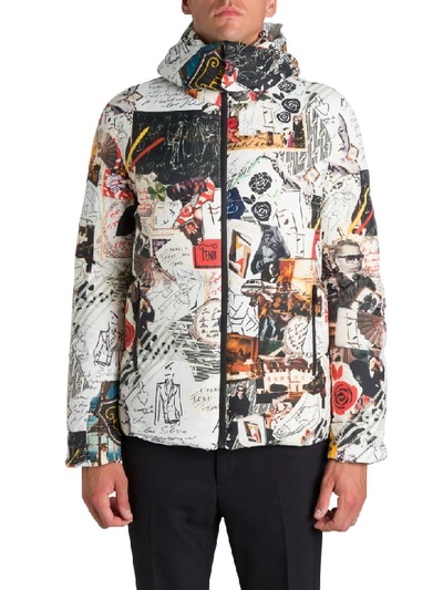 Shop Fendi Karl Kollage Reversible Jacket In White/brown