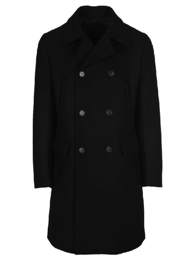 Shop Prada Double Breasted Coat In Black