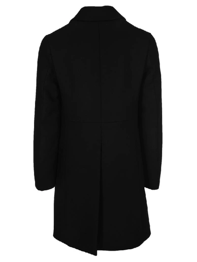 Shop Prada Double Breasted Coat In Black