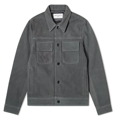 Shop Officine Generale Otto Unlined Suede Jacket In Grey