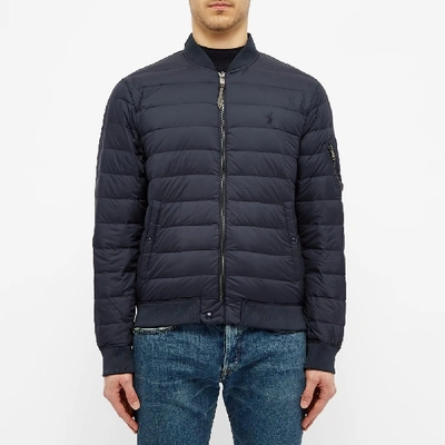 Shop Polo Ralph Lauren Down Filled Bomber Jacket In Blue