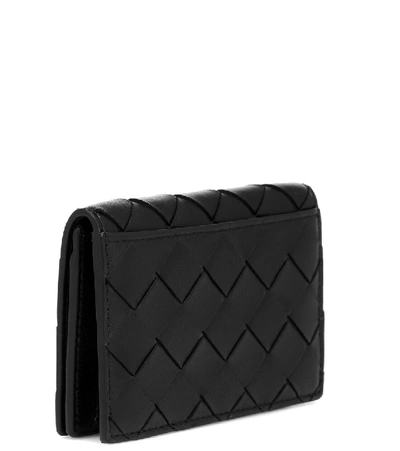 Shop Bottega Veneta Intrecciato Leather Flap Wallet In Black