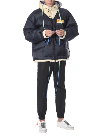 Shop Off-white Hooded Down Jacket In Blue
