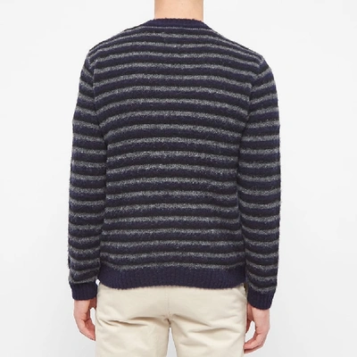 Shop Norse Projects Sigfred Brushed Stripe Crew Knit In Blue