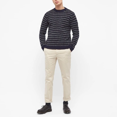 Shop Norse Projects Sigfred Brushed Stripe Crew Knit In Blue