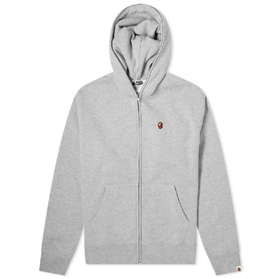 A Bathing Ape Relaxed One Point Zip Hoody In Grey | ModeSens