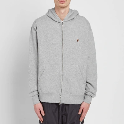 A Bathing Ape Relaxed One Point Zip Hoody In Grey | ModeSens