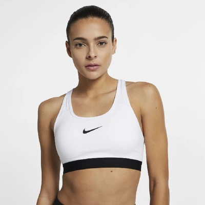 Shop Nike Classic Padded Women's Medium-support Sports Bra In White