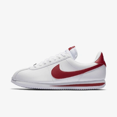 Shop Nike Cortez Basic Shoe In White,gym Red
