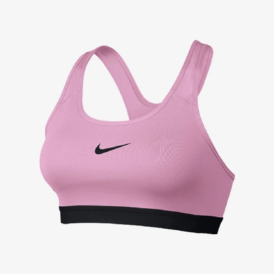 Shop Nike Classic Padded Women's Medium-support Sports Bra In Pink Rise