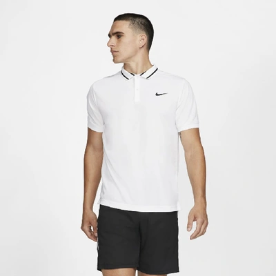 Shop Nike Court Dri-fit Men's Tennis Polo In White,black,black