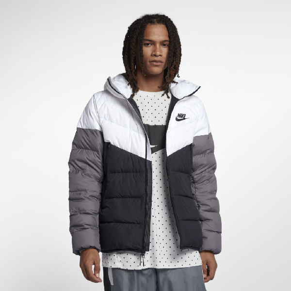 nike puffer jacket black and white