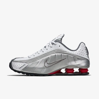 Shop Nike Shox R4 Shoe (white) - Clearance Sale In White,comet Red,black,metallic Silver
