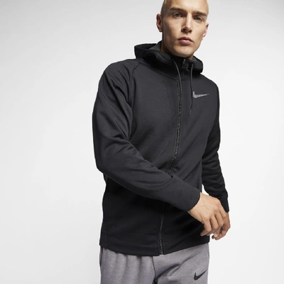 Nike Therma Men's Hooded Full-zip Training Jacket In  Black/anthracite/metallic Hematite | ModeSens
