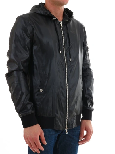 Shop Balmain Nylon Bomber Jacket