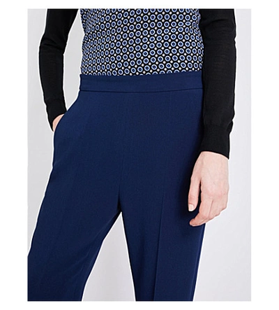 Shop Stella Mccartney Julia High-rise Tapered Crepe Trousers In Orion Blue