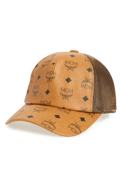 Shop Mcm Collection Mesh Back Baseball Cap In Cognac