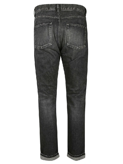 Shop Saint Laurent Cropped Jeans In Dirty Medium Black