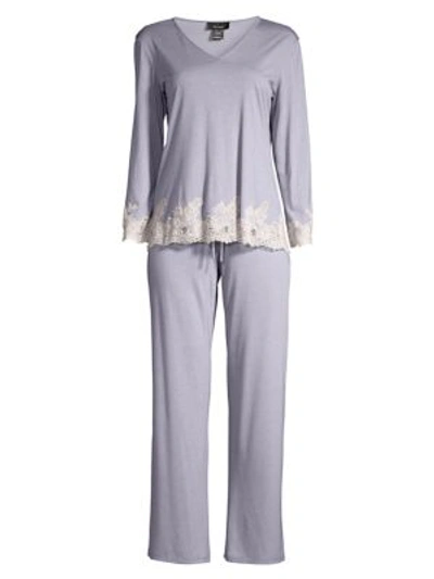 Shop Natori Luxe Shangri La Two-piece Pajama Set In Purple