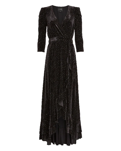 Shop Retroféte Retrofête Flora Rhinestone Velvet Wrap Dress In Black