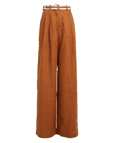 Shop Zimmermann Super Eight Linen Trousers In Brown