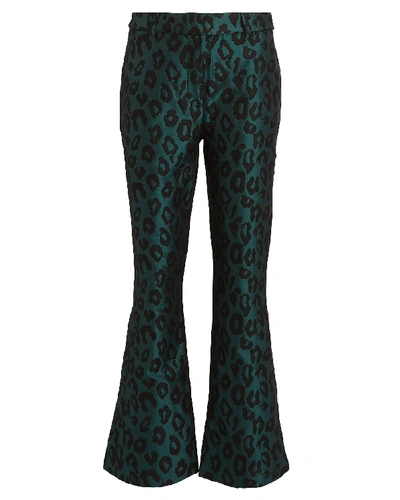 Shop Anine Bing Cindy Leopard Jacquard Trousers In Multi