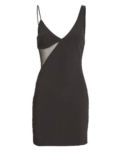 Shop David Koma Draped Tulle Crepe Mini Dress In Black