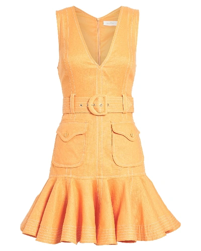 Shop Zimmermann Super Eight Safari Linen Dress In Orange