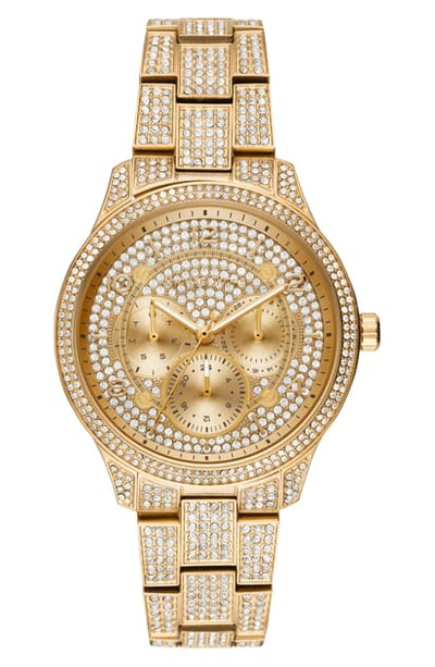 Shop Michael Kors Runway Crystal Bracelet Watch, 38mm In Gold
