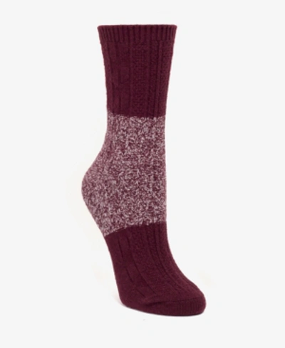 Shop Dkny Super Soft Chunky Color-blocked Boot Sock, Online Only In Cranberry