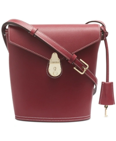 Calvin Klein Lock Leather Shoulder Bag - Country Red/Gold