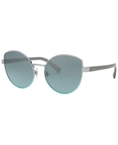 Shop Tiffany & Co Sunglasses, Tf3068 56 In Silver Gradient Blue/light Azure Mirror Silver Grad