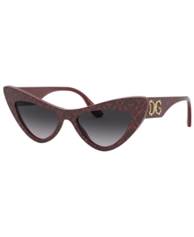 Shop Dolce & Gabbana Women's Sunglasses, Dg4368 In Damasco Black On Bordeaux/grey Gradient